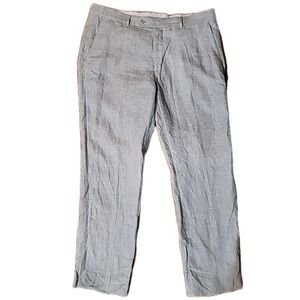 Joseph Abboud Slim Fit Separate Linen Pants Mens 36x32  Gray Flat Front